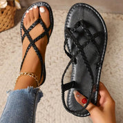 Emma | Women's Braided Flat Comfort Sandals Elastic Slingback Summer 6
