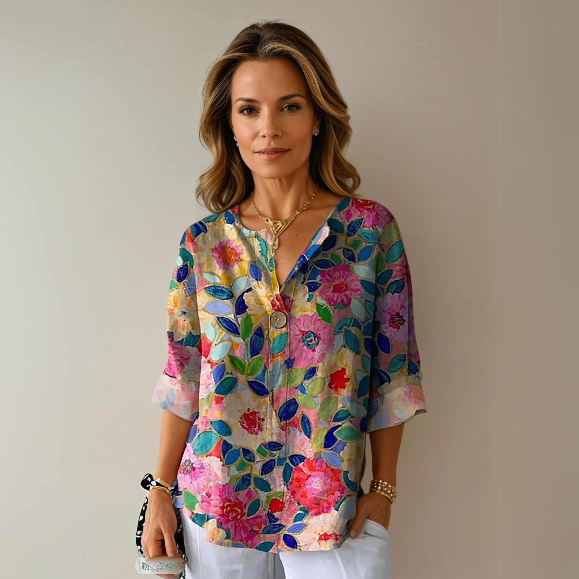 Floral Print Blouse for Women - Elegant Summer Top 0