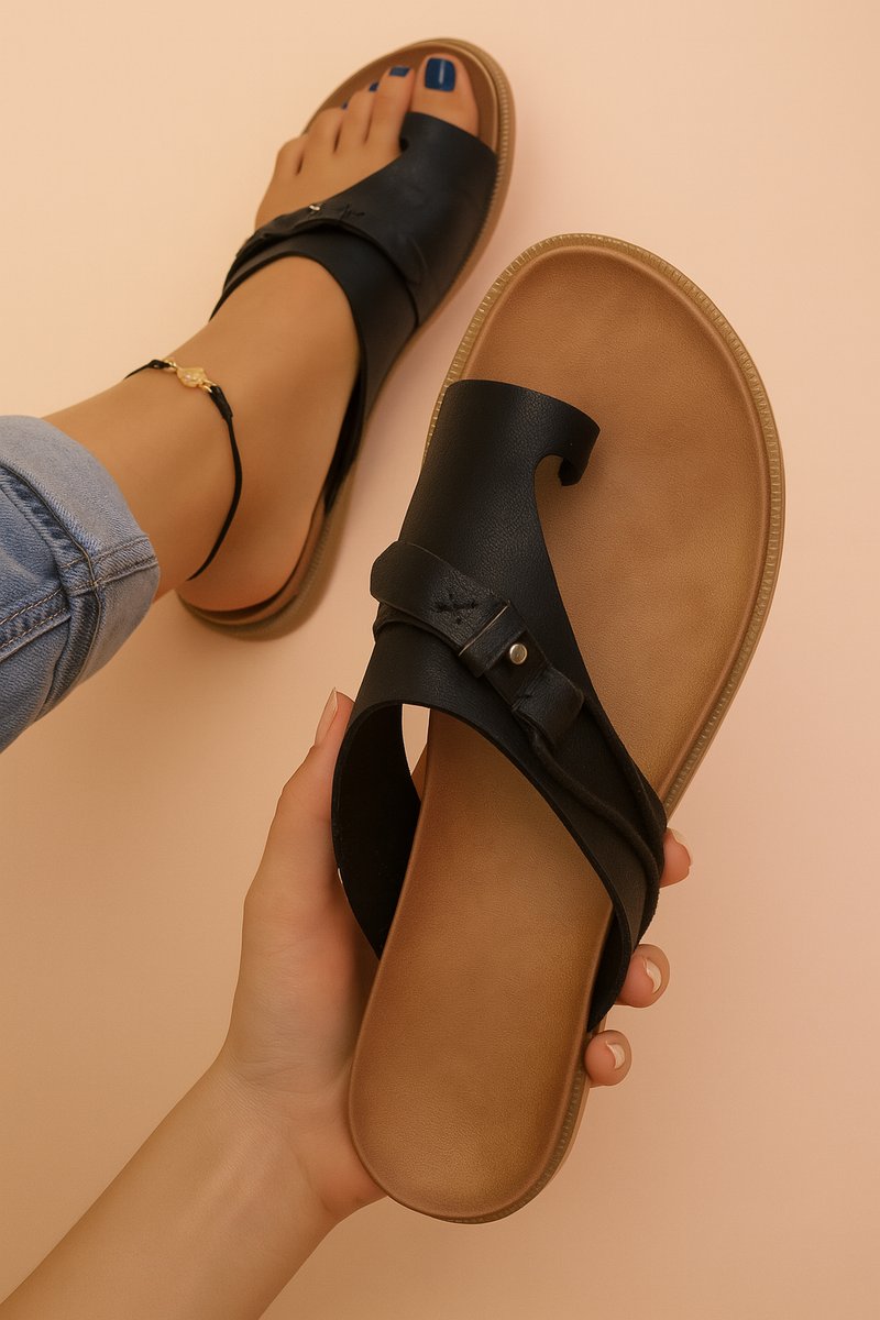 Harper | Women's Vegan Leather Toe-Post Cushioned Comfort Sandals 0