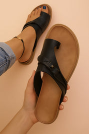 Harper | Women's Vegan Leather Toe-Post Cushioned Comfort Sandals 0