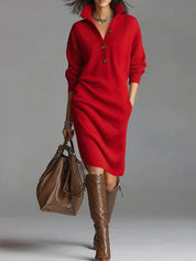 Helene | Damen Midikleid mit Knopfleiste und Rippstruktur 1