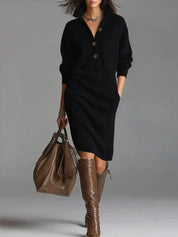 Helene | Damen Midikleid mit Knopfleiste und Rippstruktur 3