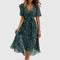 Helga | Damen Blumen V-Ausschnitt Midi Kleid 2