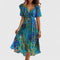 Helga | Damen Blumen V-Ausschnitt Midi Kleid 3