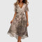 Helga | Damen Blumen V-Ausschnitt Midi Kleid 5