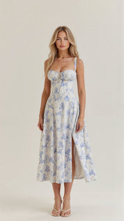 Isabella | Women's Floral Corset Midi Summer Dress Jumpsuit Slit Skirt 0