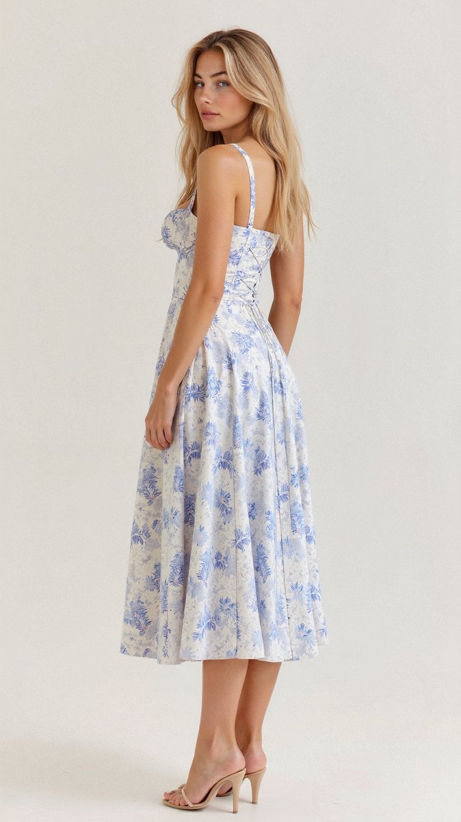 Isabella | Women's Floral Corset Midi Summer Dress Jumpsuit Slit Skirt 1