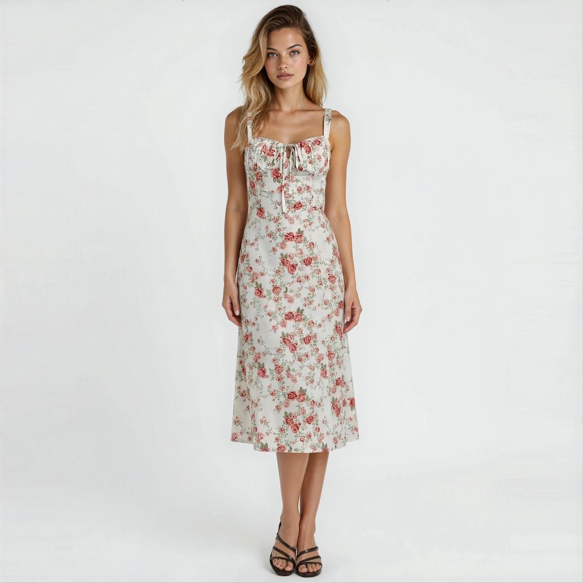 Isabella | Women's Floral Corset Midi Summer Dress Jumpsuit Slit Skirt 8