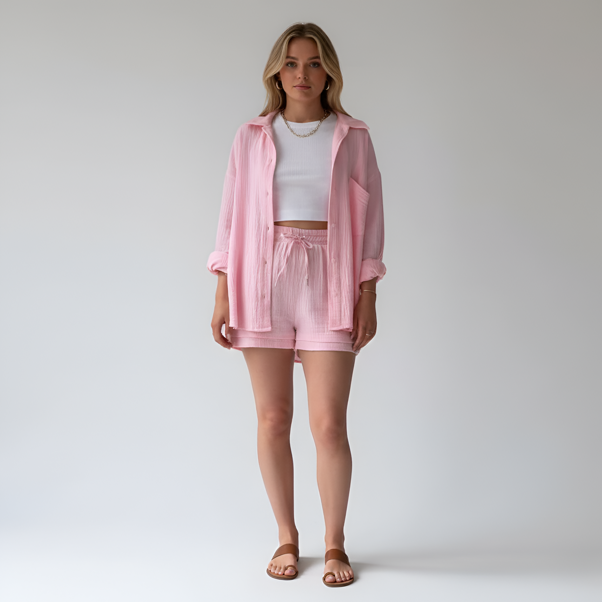 Jade Harrison | Oversized Shirt & Shorts Set For Women 0
