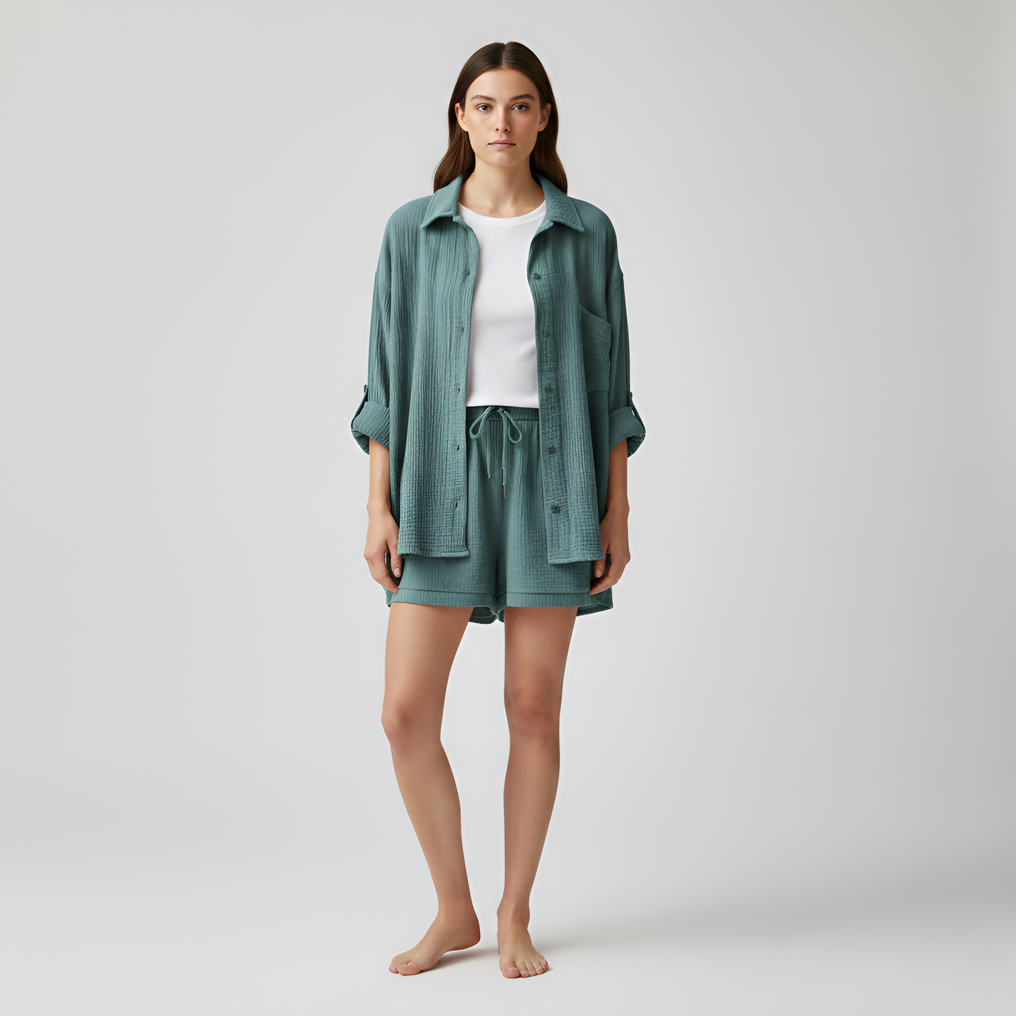 Jade Harrison | Oversized Shirt & Shorts Set For Women 1