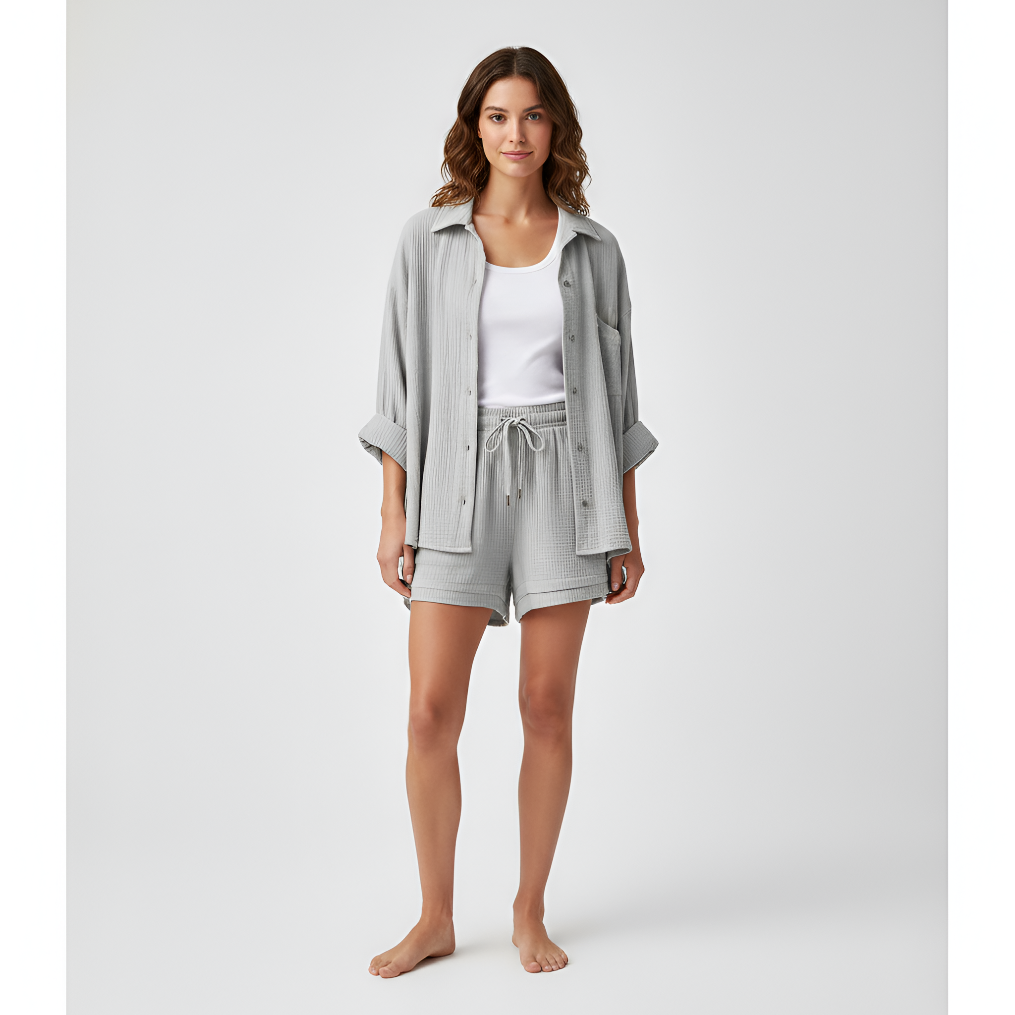Jade Harrison | Oversized Shirt & Shorts Set For Women 13