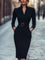 Jana | Damen Herbst-Wickel-Midikleid mit Gürtel 0