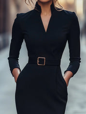 Jana | Damen Herbst-Wickel-Midikleid mit Gürtel 1