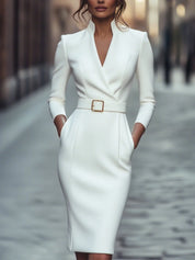 Jana | Damen Herbst-Wickel-Midikleid mit Gürtel 6