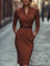 Jana | Damen Herbst-Wickel-Midikleid mit Gürtel 9