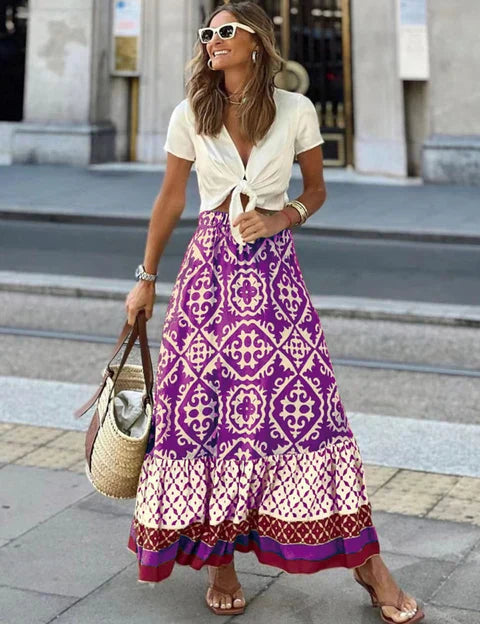 IZZY | Long Summer Skirt in Retro Boho Style