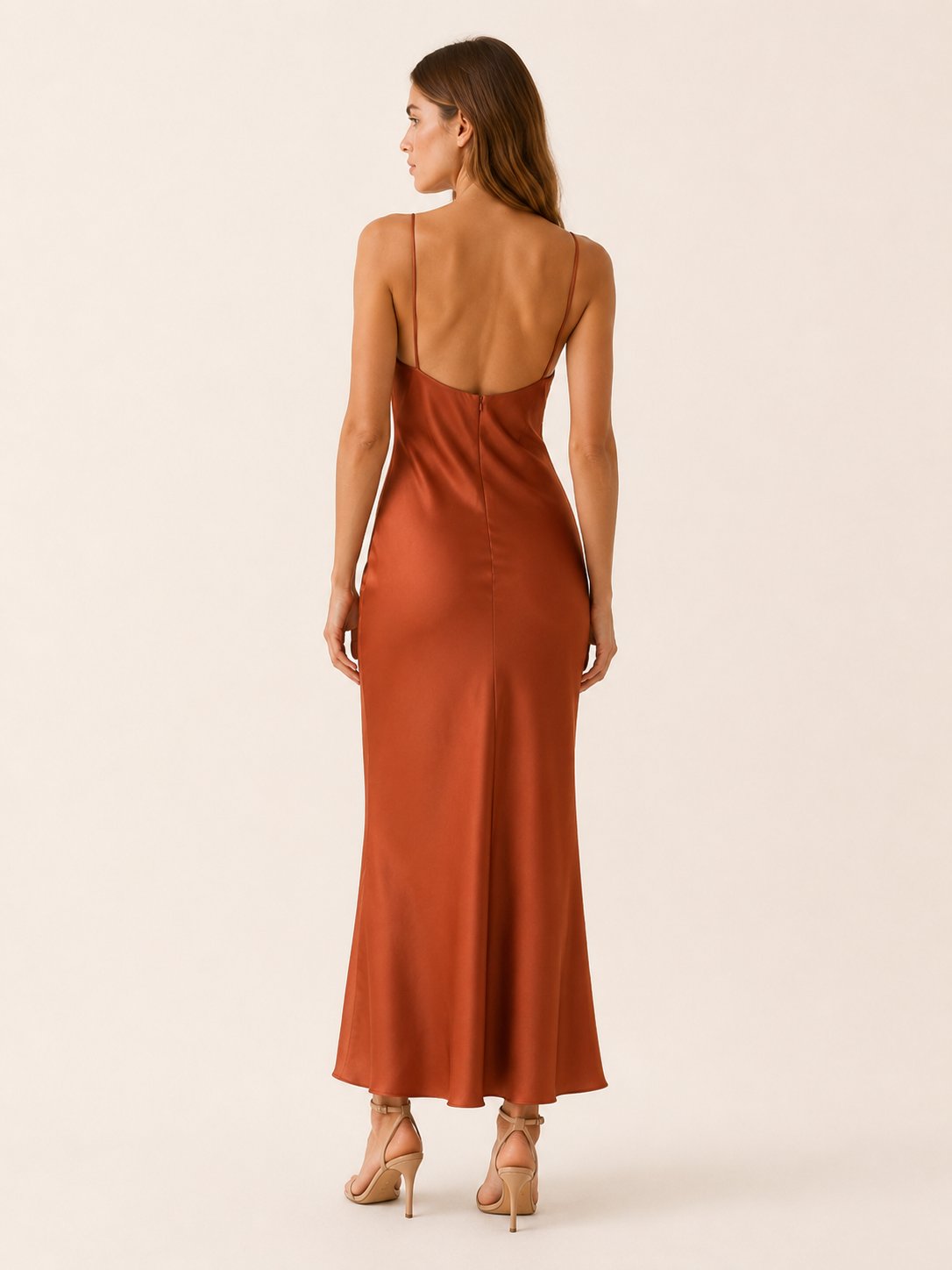 Layla | Women's Satin Cowl-Neck Sleeveless Maxi Dresses 1