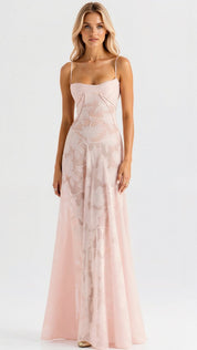 Luna | Women's Floral Lace Bustier Wedding Guest Dress Maxi Gown 1