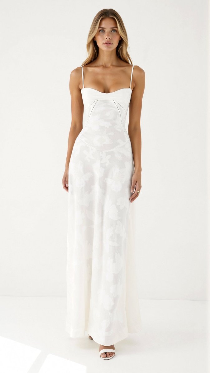Luna | Women's Floral Lace Bustier Wedding Guest Dress Maxi Gown 3