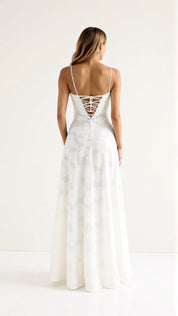 Luna | Women's Floral Lace Bustier Wedding Guest Dress Maxi Gown 4