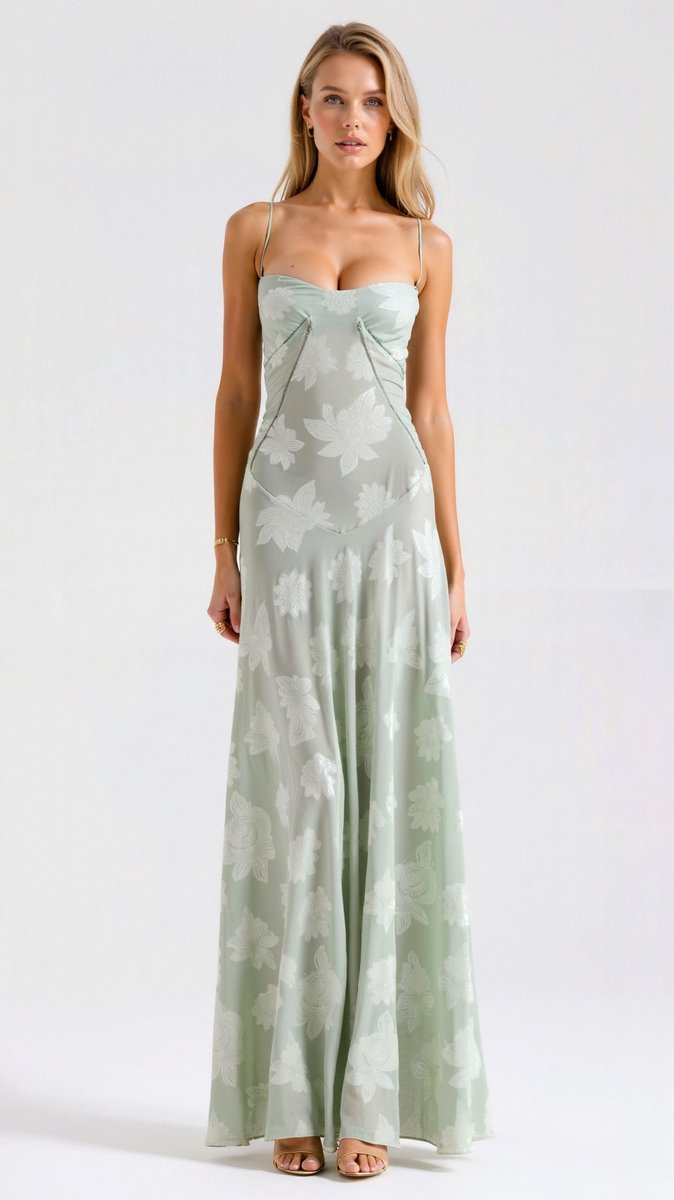 Luna | Women's Floral Lace Bustier Wedding Guest Dress Maxi Gown 5