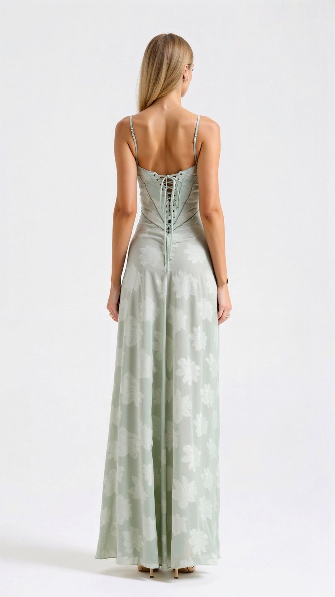 Luna | Women's Floral Lace Bustier Wedding Guest Dress Maxi Gown 6