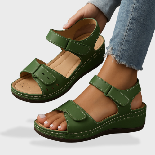 Mia Reynolds | Soft Leather Orthopedic Wedge Sandals For Women 1