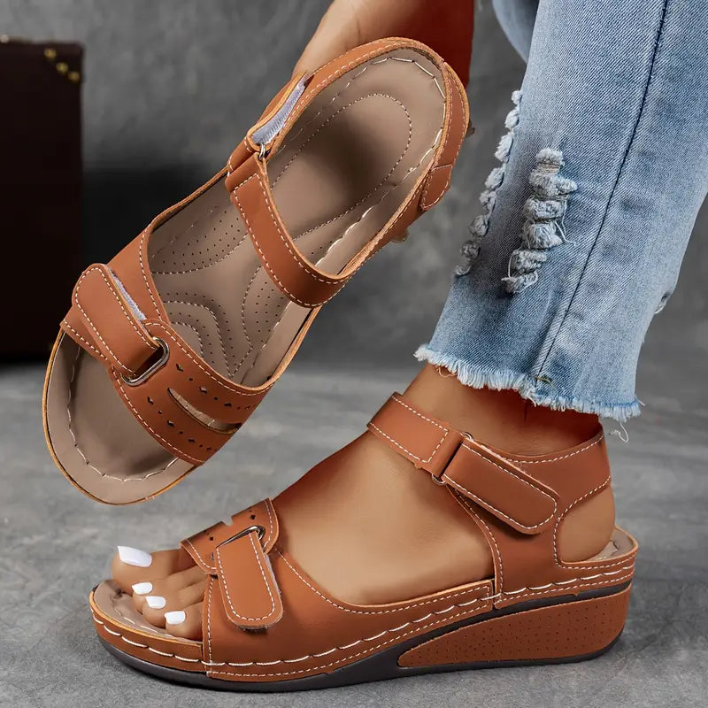 Mia Reynolds | Soft Leather Orthopedic Wedge Sandals For Women 11