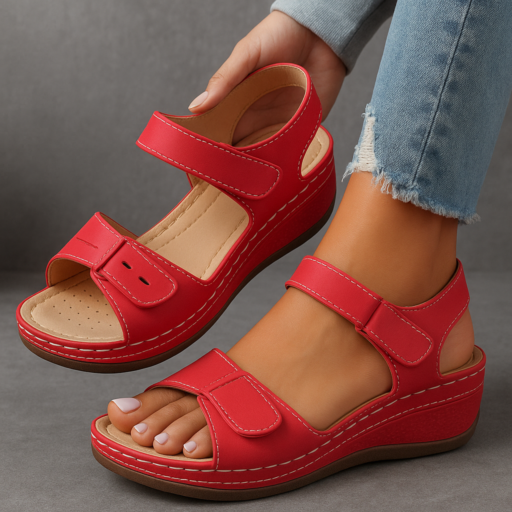 Mia Reynolds | Soft Leather Orthopedic Wedge Sandals For Women 8