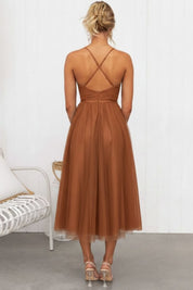 Mia | Women's Corset Bodice Tulle Midi Formal Evening Dress Sweetheart Neckline 1