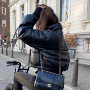 Milla - Cropped Vegan Leather Puffer Jacket Bold and Warm Streetwear Look 2