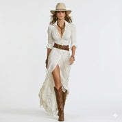Olivia | Women's Boho Flowy Button-Down Summer Dress Jumpsuit Maxi 0