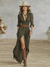 Olivia | Women's Boho Flowy Button-Down Summer Dress Jumpsuit Maxi 4