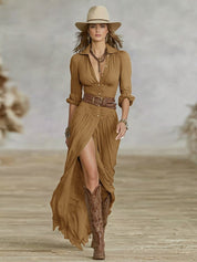 Olivia | Women's Boho Flowy Button-Down Summer Dress Jumpsuit Maxi 5