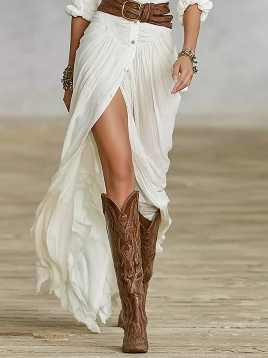 Olivia | Women's Boho Flowy Button-Down Summer Dress Jumpsuit Maxi 6
