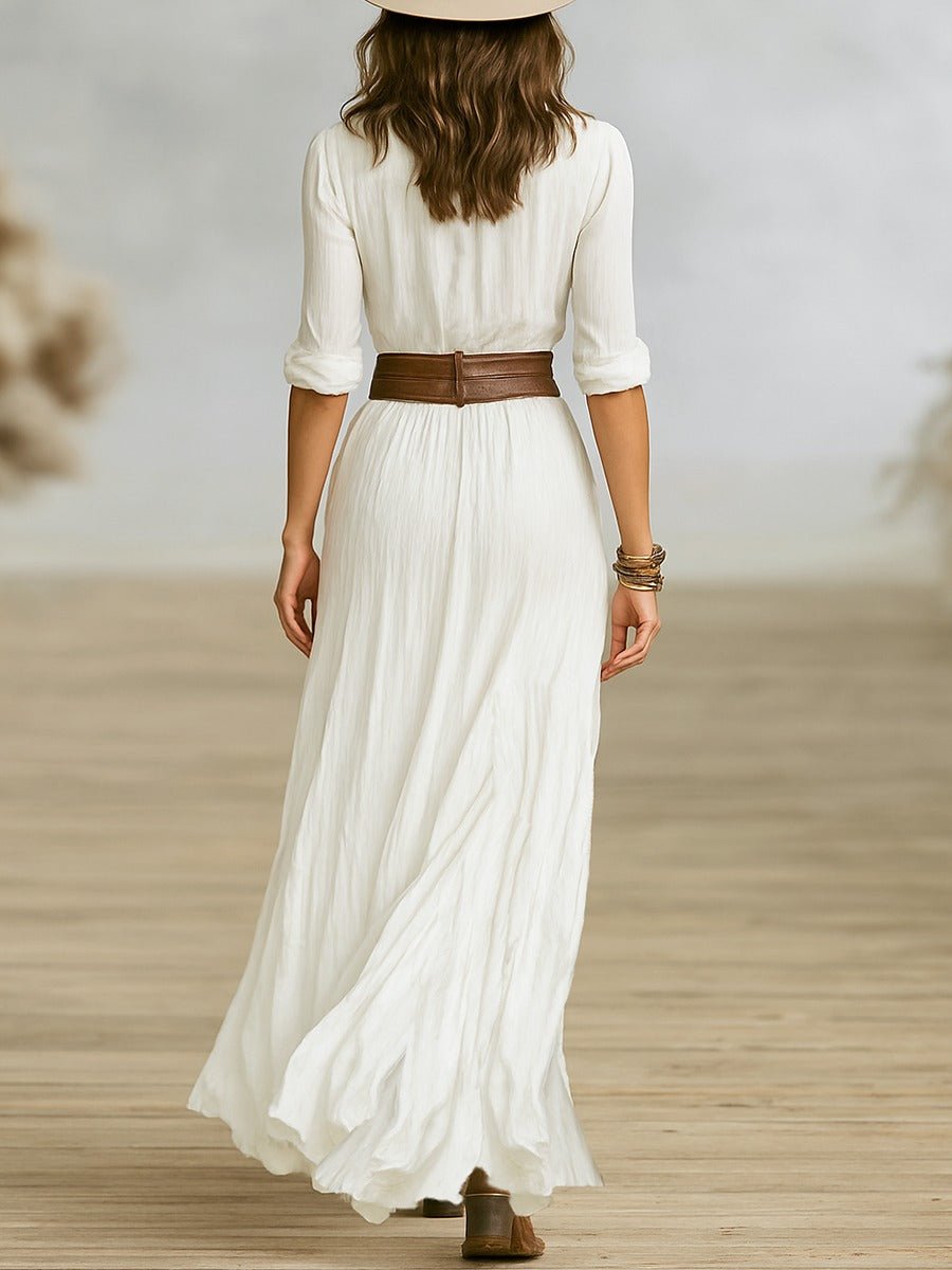 Olivia | Women's Boho Flowy Button-Down Summer Dress Jumpsuit Maxi 8