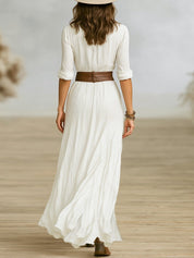 Olivia | Women's Boho Flowy Button-Down Summer Dress Jumpsuit Maxi 8
