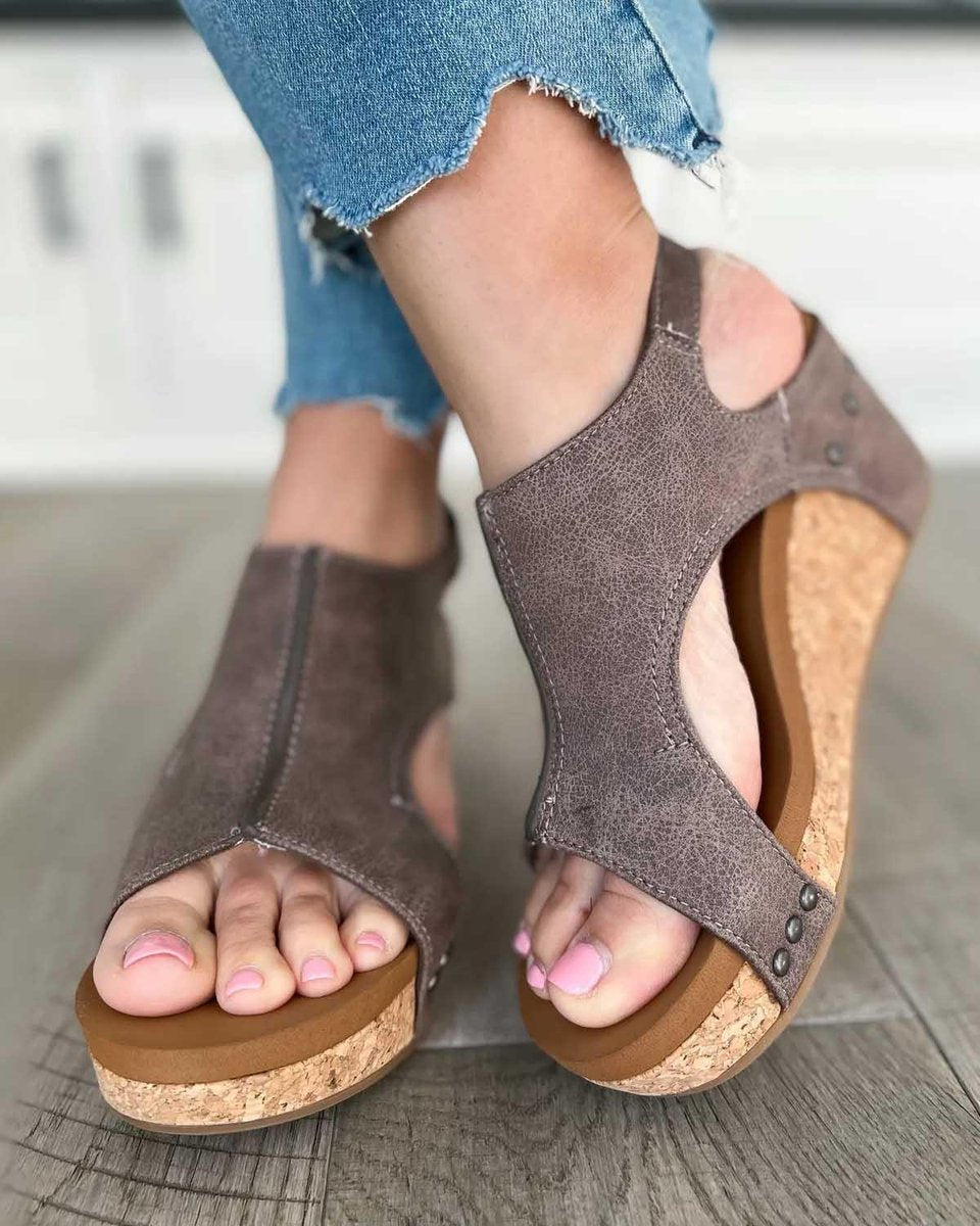 Olivia | Women's Cork Wedge Cut-Out Comfort Sandals Open Toe Platform 4