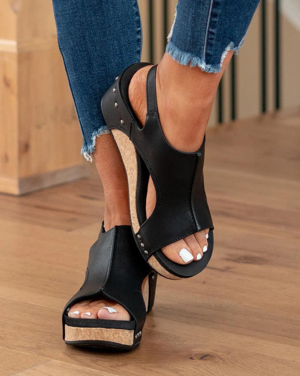 Olivia | Women's Cork Wedge Cut-Out Comfort Sandals Open Toe Platform 7