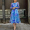 Olivia | Women's Floral Midi Wedding Guest Dress Sheer Long Sleeve 1