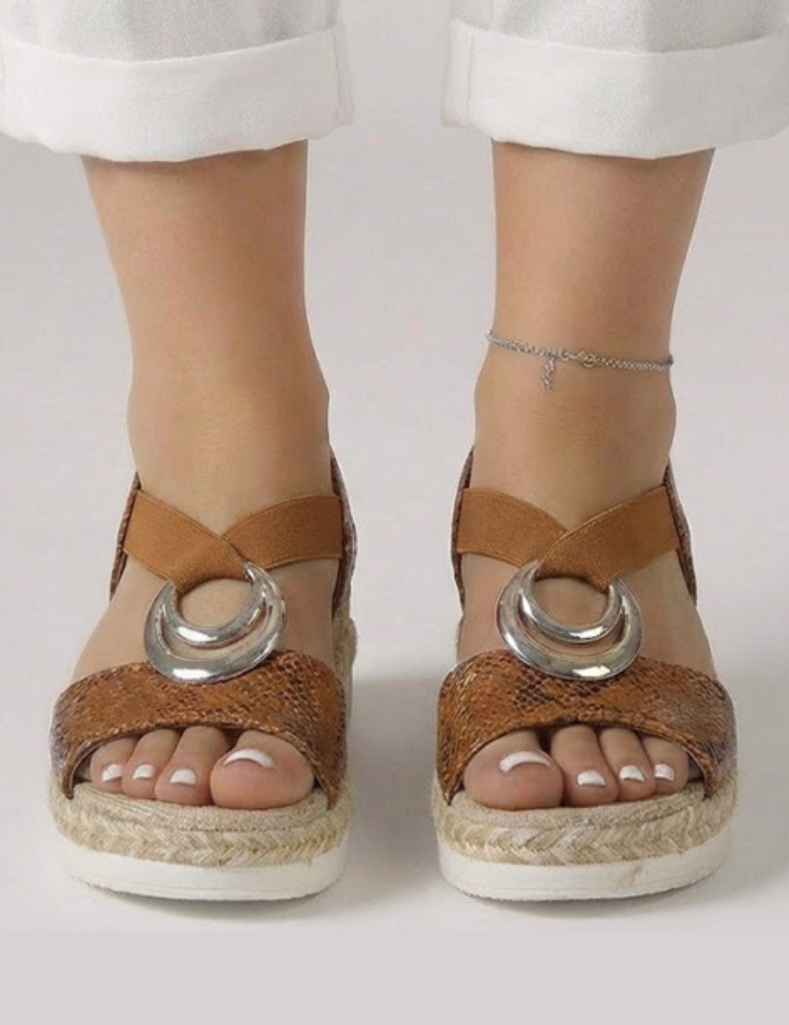 Orthopedic Women's Sandals with Arch Support, Open Toe and Stylish Metal Ring Straps 5