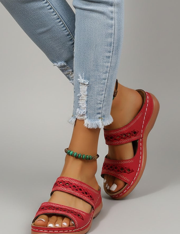 Orthopedic Women’s Slide Sandals with Arch Support and Dual Decorative Straps 0
