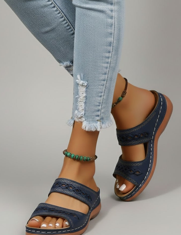Orthopedic Women’s Slide Sandals with Arch Support and Dual Decorative Straps 7