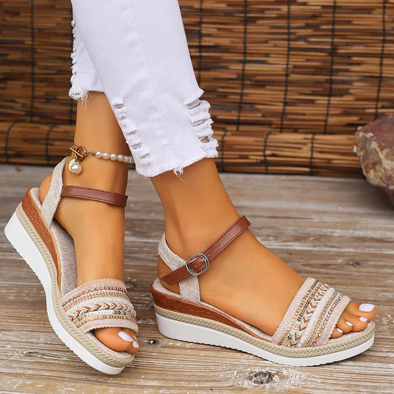 Orthopedic Women's Wedge Sandals with Arch Support and Adjustable Strap 1