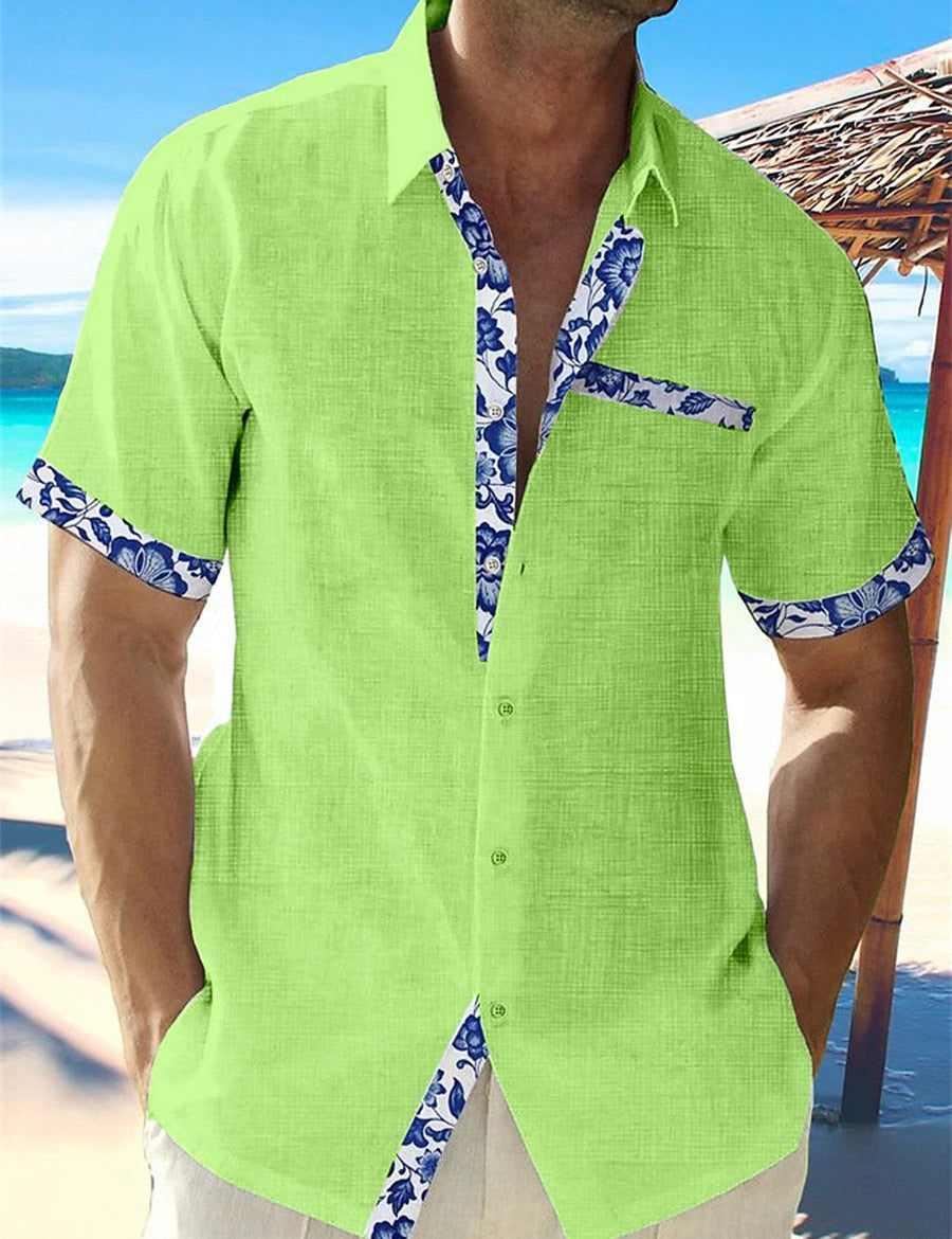 Luis | Tropical Breeze Trimmed Button-Up Shirt