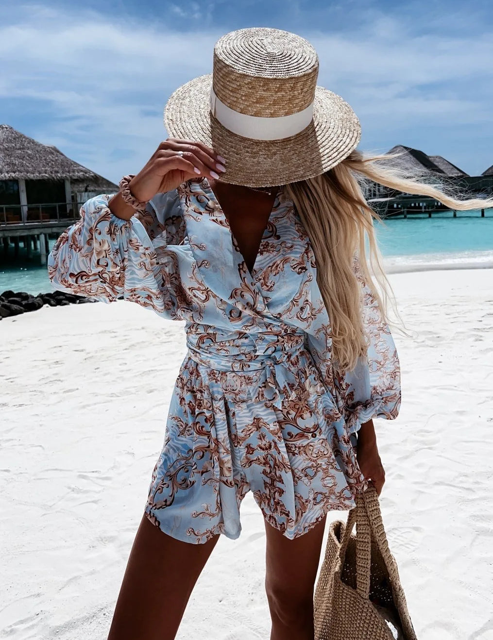 AUBRIELLE | Sexy Summer Deep V-Neck Jumpsuit