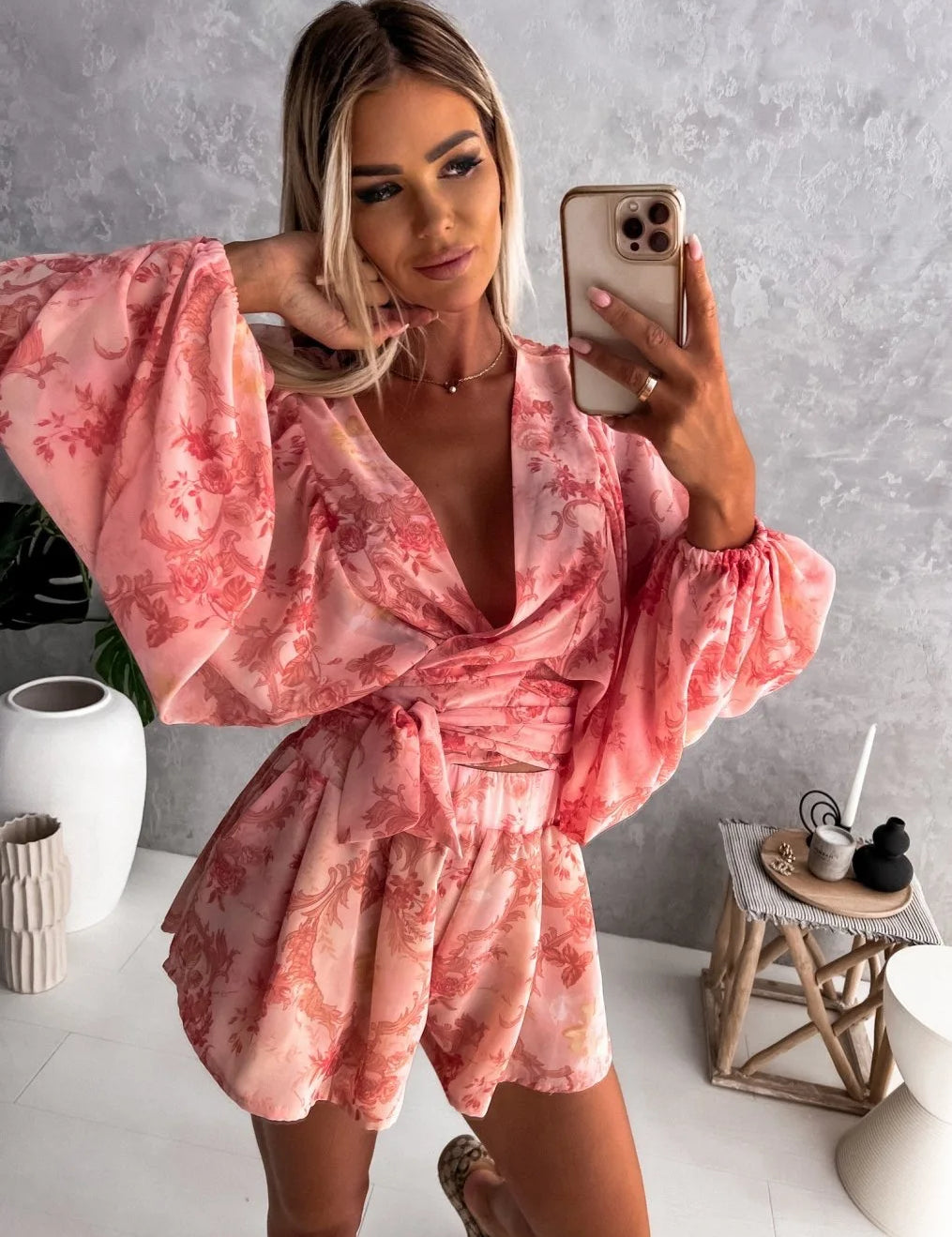 AUBRIELLE | Sexy Summer Deep V-Neck Jumpsuit