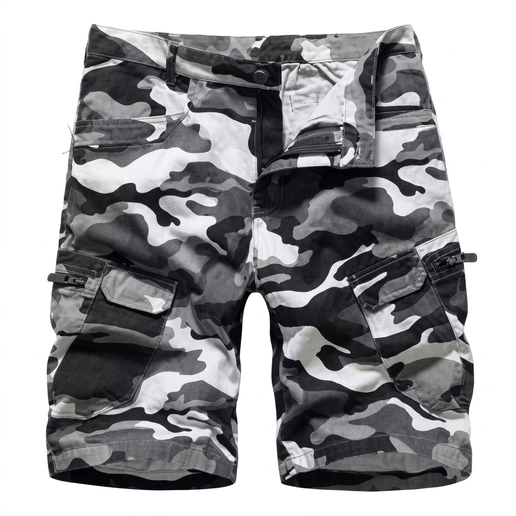 Samuel | Men's Camouflage Multi-Pocket Belted Cargo Shorts 0