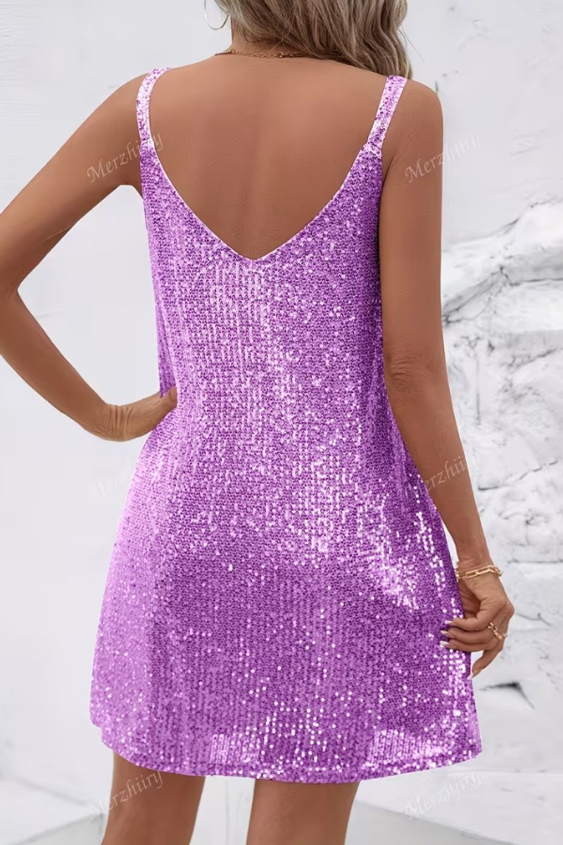 Scarlett | Women's Sleeveless Sequin Mini Evening Gown V-Neck Party Dress 5