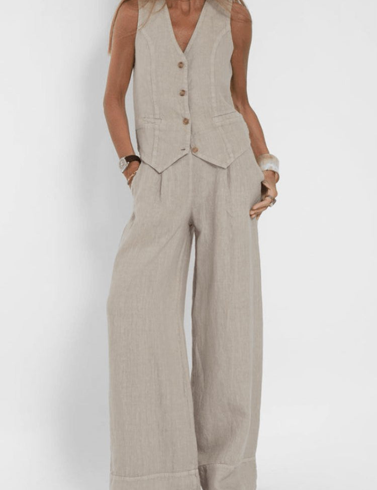 Scarlett | Women's Sleeveless Wide-Leg Two-Piece Set 0